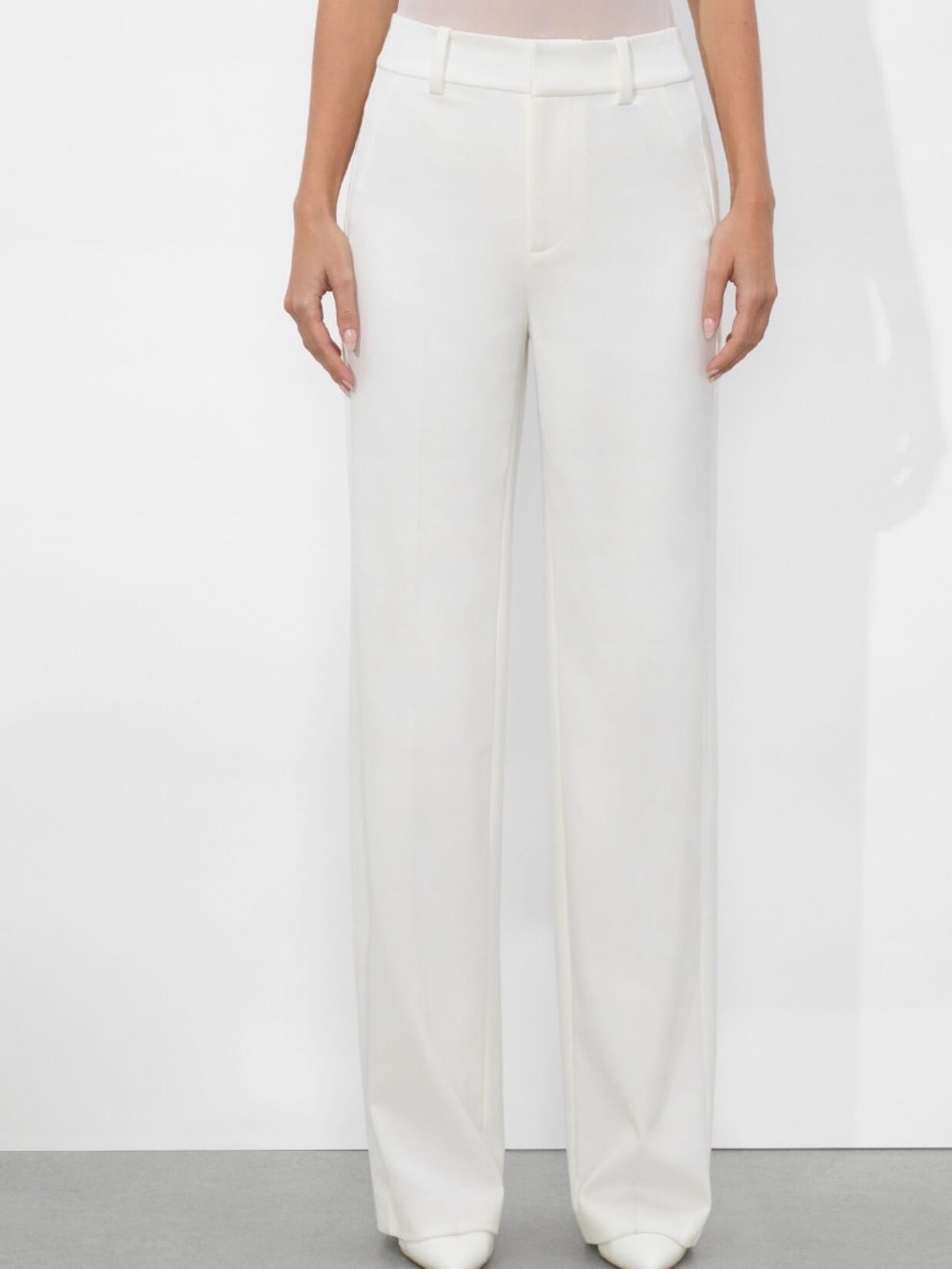 Alice + Olivia High-Waist Wide-Leg White Trousers Sz 2